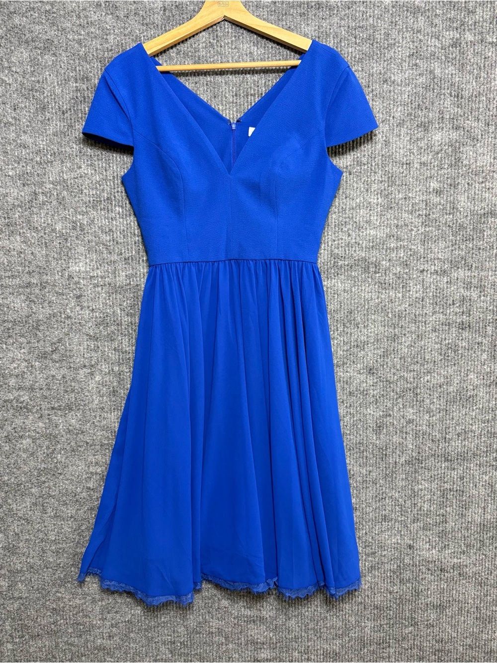 Dress The Population Corey Chiffon Fit & Flare Cocktail Dress Blue Size M - Picture 3 of 6